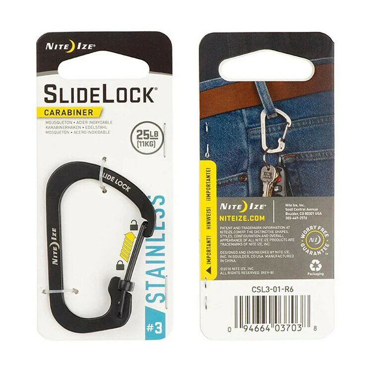├登山樂┤美國 NITE IZE SLIDELOCK® 帶鎖D字扣 #3 CSL3-01-R6