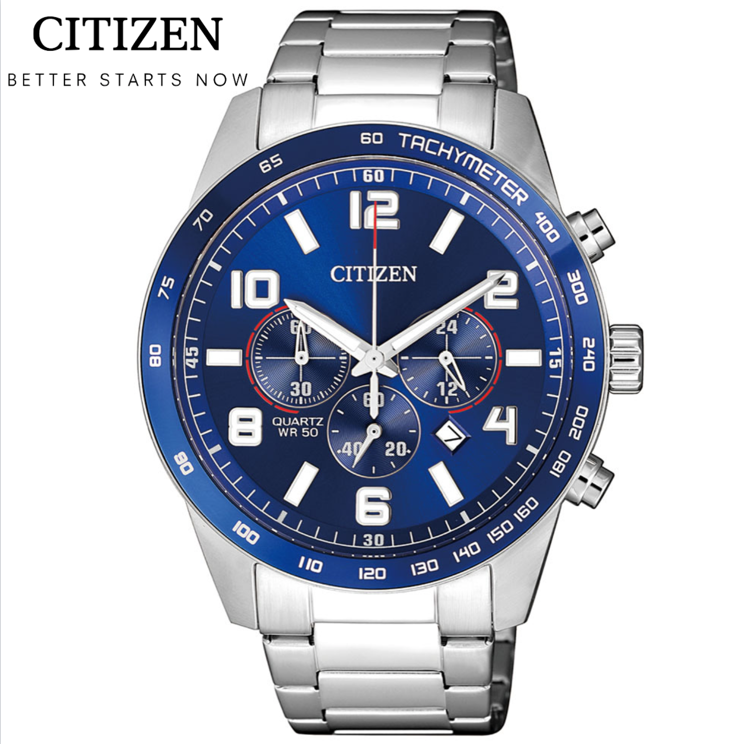 CITIZEN Chronograph 限量計時手錶-AN8161-50L藍x銀/44mm