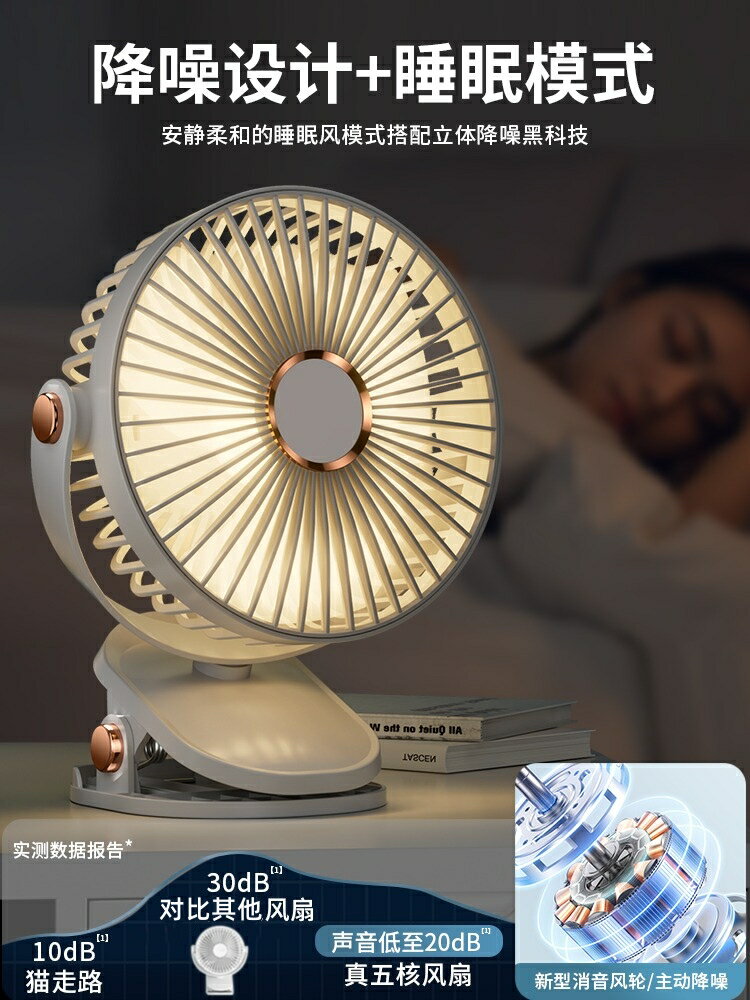 小風扇夾式靜音辦公室桌上小型桌面usb夾扇學生宿舍床上製冷大風力嬰兒推車床頭可充電可攜式夾子電風扇