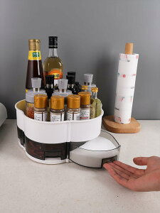 廚房旋轉調料置物架廚房臺面多功能醬油瓶調味料收納用品家用大全