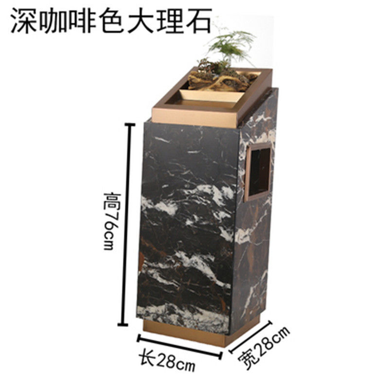 歐式酒店大堂垃圾桶帶煙灰缸不銹鋼大理石賓館大廳電梯口立式煙筒168L 快速出貨