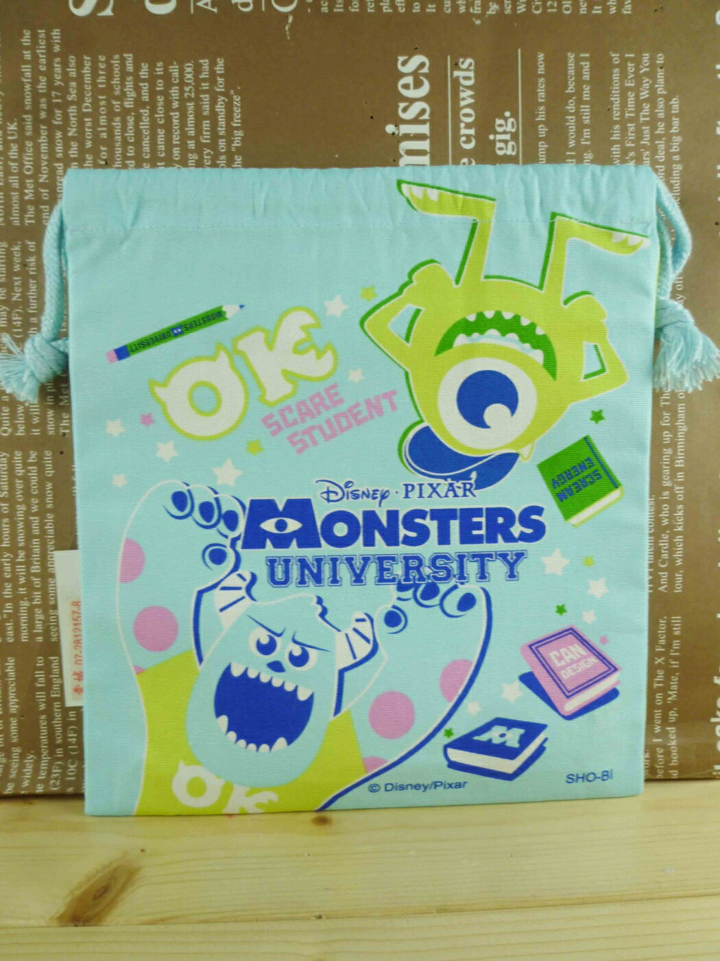 【震撼精品百貨】Monsters University 怪獸大學 束口袋/縮口袋-藍綠色 震撼日式精品百貨