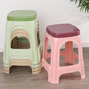 小椅子 椅子 高椅子 圓椅子 加厚塑料凳子家用板凳方凳高凳圓凳簡約客廳餐桌塑膠椅膠凳椅子