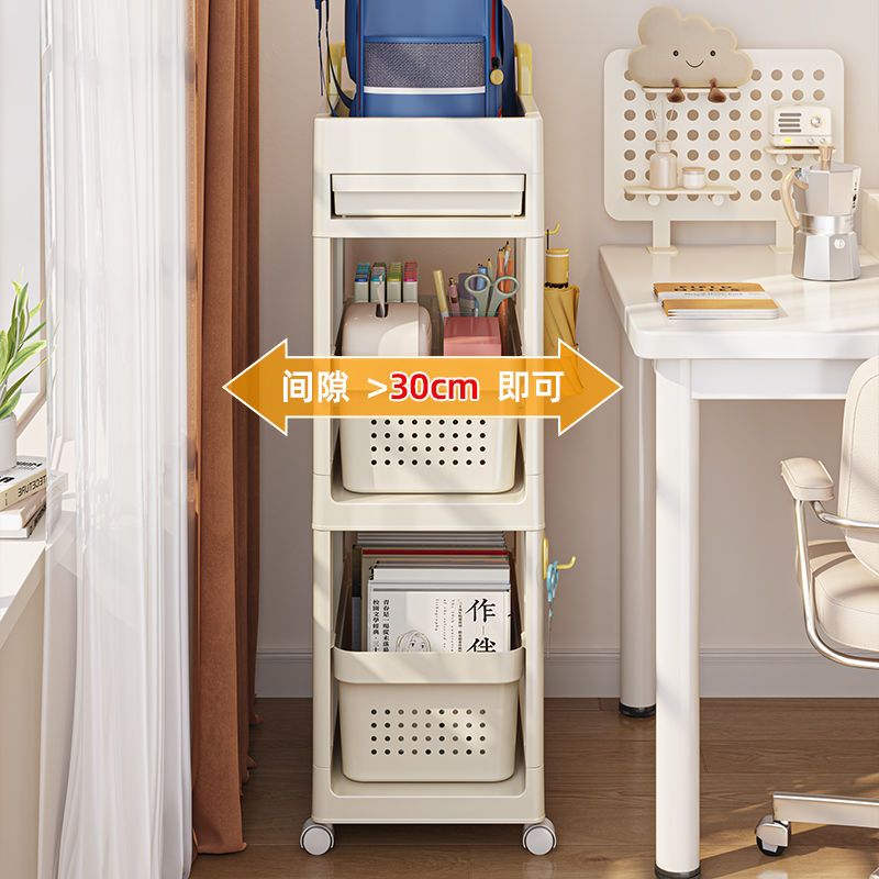 多功能書包置物架多層可移動小推車書本零食收納架家用書架收納櫃 5