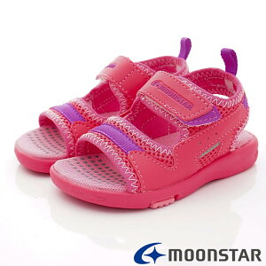 日本月星Moonstar機能童鞋頂級學步系列寬楦軟式彎曲護趾涼鞋款1454粉(中小同段/中大童段)