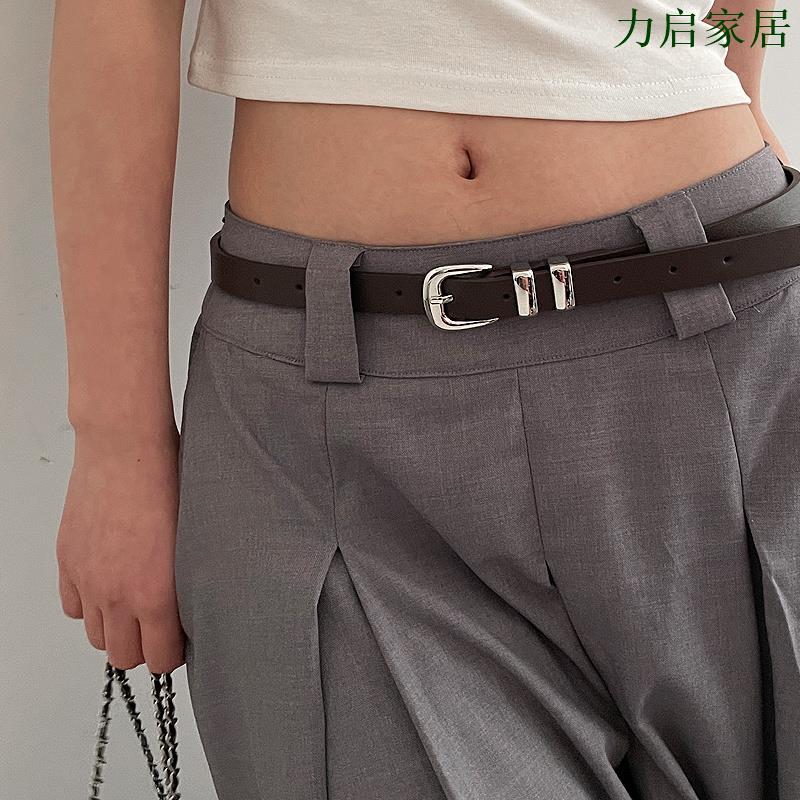 真皮小眾設計感細腰帶女2023新款夏季百搭皮帶黑色韓版ins風簡約
