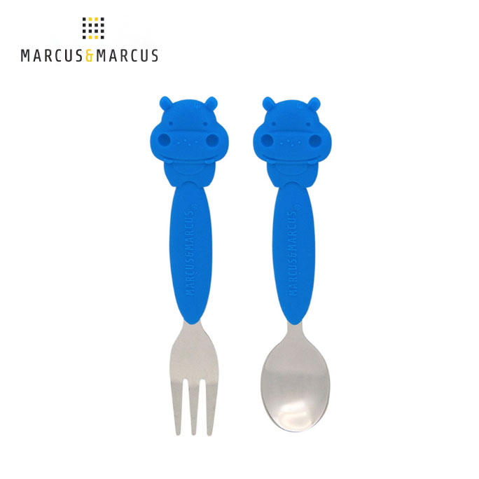 【加拿大 Marcus & Marcus】動物樂園不鏽鋼叉匙餐具組 - 河馬
