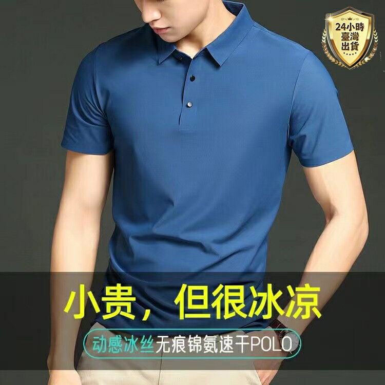 【臺灣現貨】高品質冰絲素面短袖POLO衫 男士T恤 涼感素面POLO 短袖 有型工作服 素色polo衫男 商務polo衫