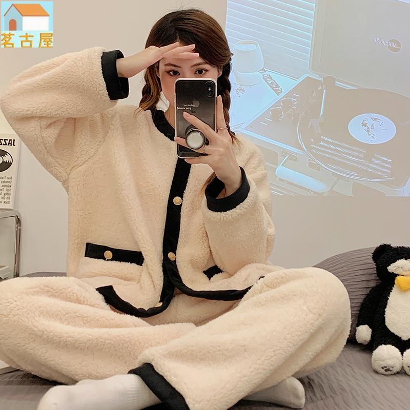 珊瑚絨睡衣女款秋冬季2022年新款刷毛加厚法蘭絨保暖簡約家居服女