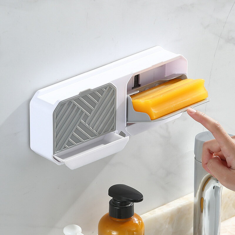 楓林宜居 肥皂盒壁掛式瀝水免打孔創意放香皂衛生間浴室置物架家用收納神器