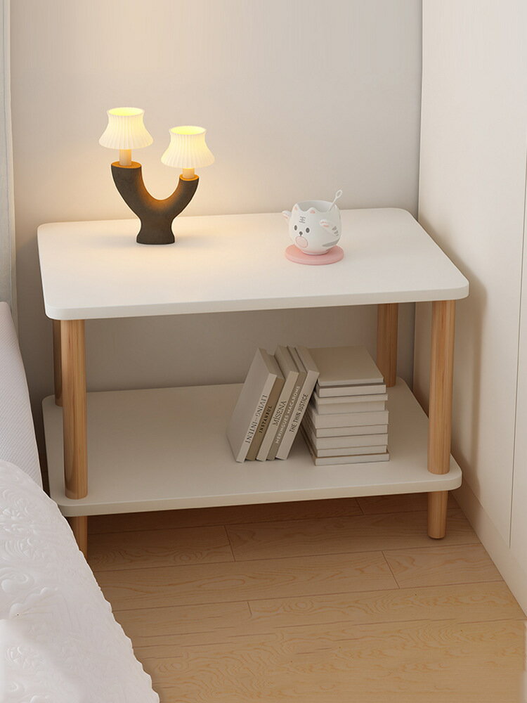 【品質保證】置物櫃 置物架 床頭置物架小茶幾現代簡約小型實木收納簡易臥室小子儲物