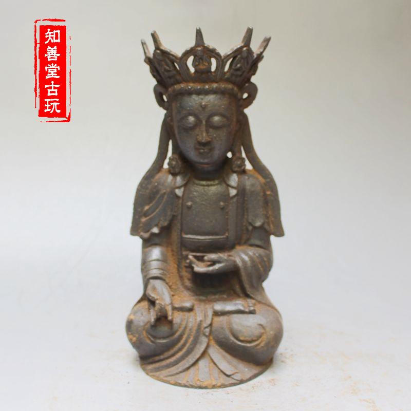 古玩雜項仿古收藏 鐵器做舊鐵器擺件 鐵佛保平安四大天王佛像擺件