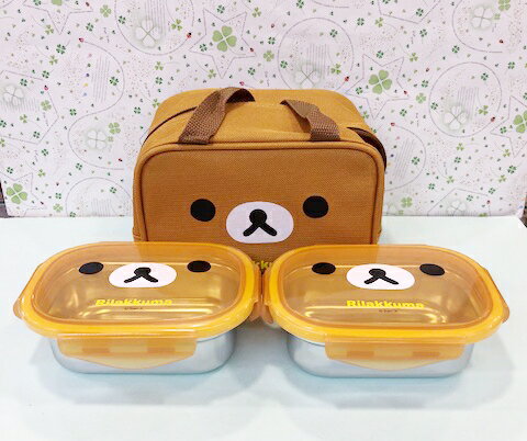【震撼精品百貨】Rilakkuma San-X 拉拉熊懶懶熊 拉拉熊便當盒附袋-方形#46408 震撼日式精品百貨