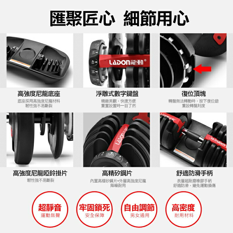 可調節式智慧啞鈴 24KG重力訓練槓鈴健身兩用款 啞鈴槓鈴 訓練啞鈴 健身啞鈴 健身器材 智慧啞鈴｜JIELIEN 傑聯 4