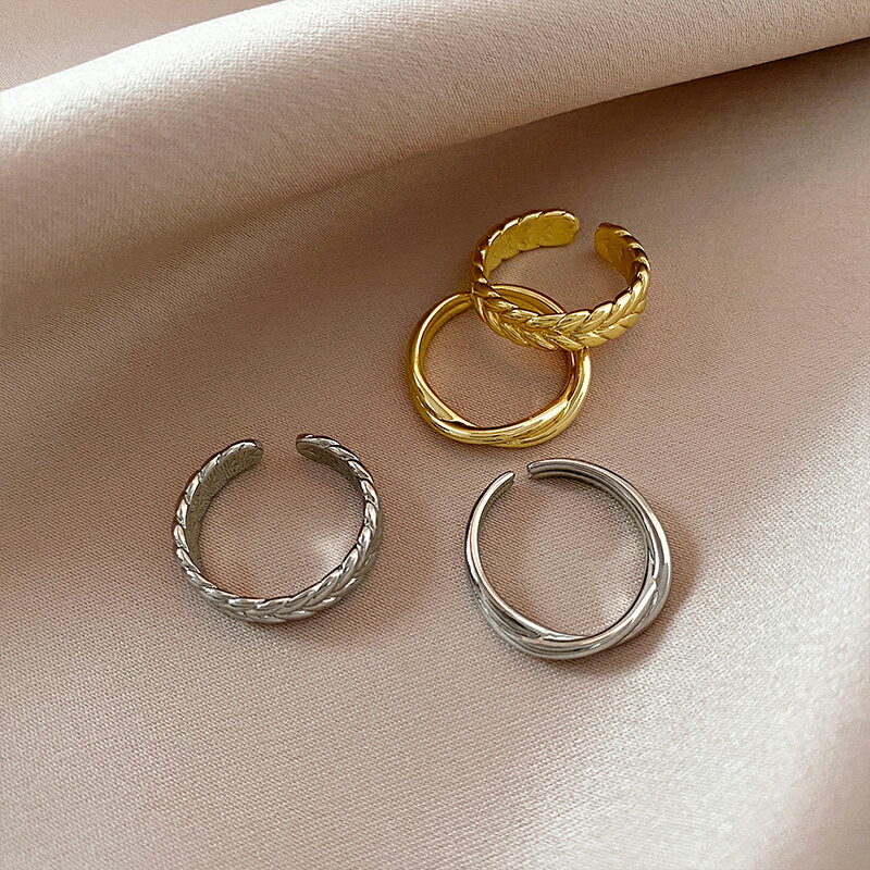 年新款氣質金屬麥穗兩件套戒指女ins潮時尚個性簡約食指指環