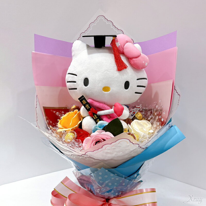 Hello Kitty花束，畢業花束 生日 客製花束 告白求婚 情人節禮物捧花 DIY材料包，X射線【Y775624】 3