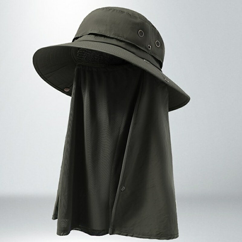 防曬帽漁夫帽-可拆卸披肩面罩短簷男女帽子4色74dx7【獨家進口】【米蘭精品】