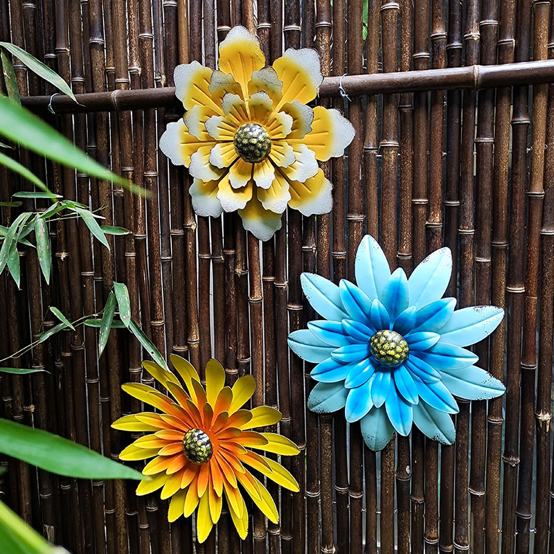 戶外花園庭院鐵藝掛件墻飾墻面裝飾擺件向日葵花朵壁掛園藝雜件
