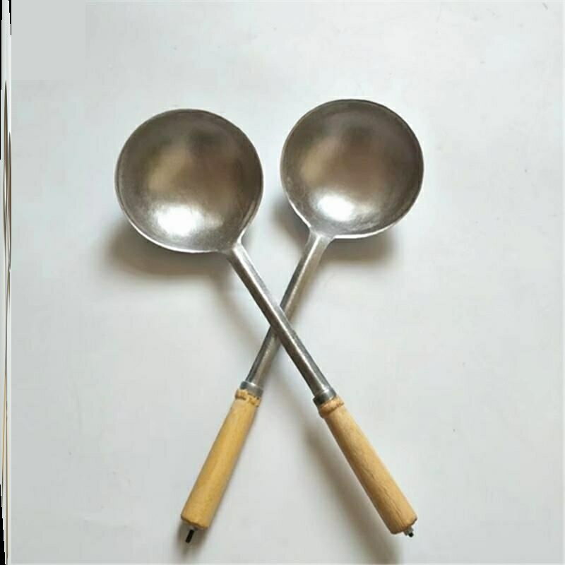 蛋餃專用勺鋁勺蛋餃勺老式家用加厚做蛋餃的勺子木柄鋁勺傳統鑄鋁