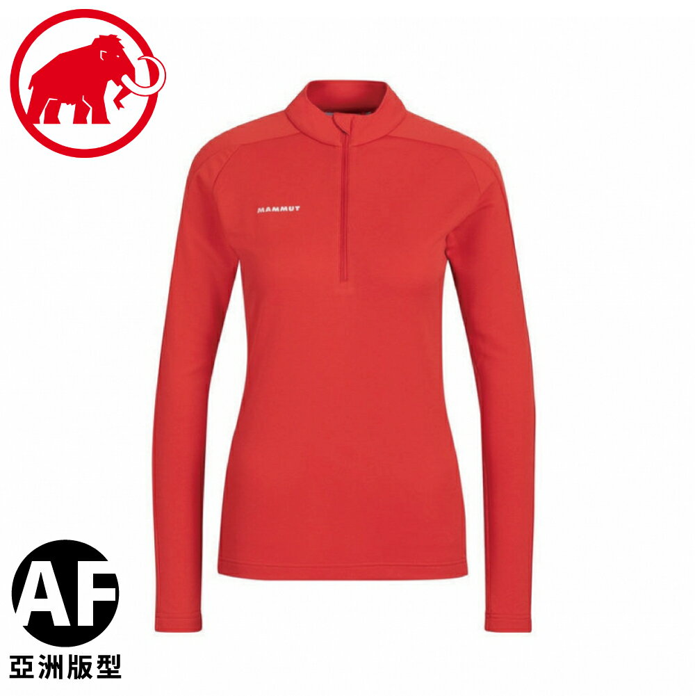 【MAMMUT 長毛象 女 Performance Thermal Zip AF 長袖保暖排汗衣《日落紅》】1016-00101