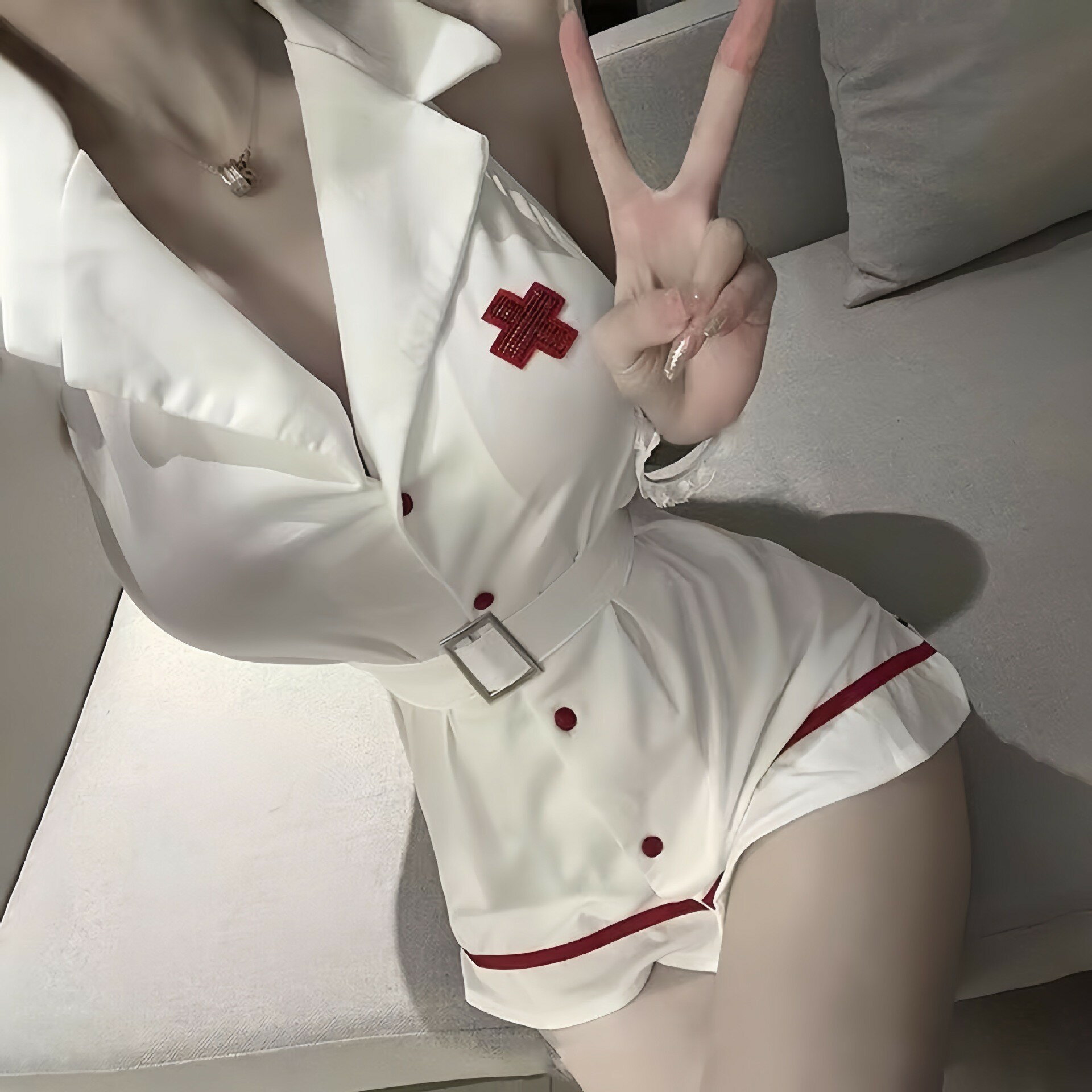 【純欲夜店風】護士服套裝 COS服 情趣內衣 角色扮演服 主播服 夜店裝 高彈力大碼 短裙吊帶襪 性感純欲風 派對變裝必備