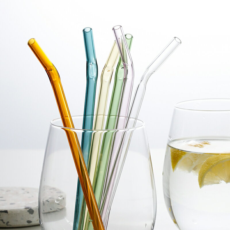 藍蓮花家居彩色吸管果汁飲料創意環保飲管ins透明高硼硅玻璃耐熱