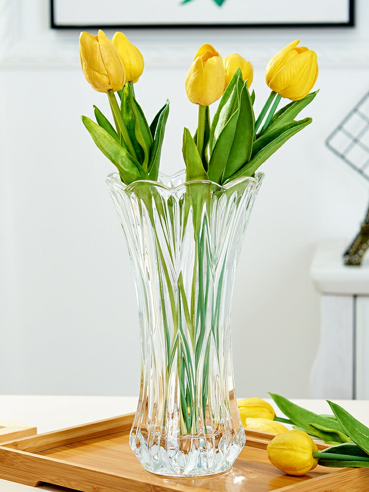 水養大號玻璃花瓶擺件家用客廳簡約現代透明插花干花水培富貴竹瓶