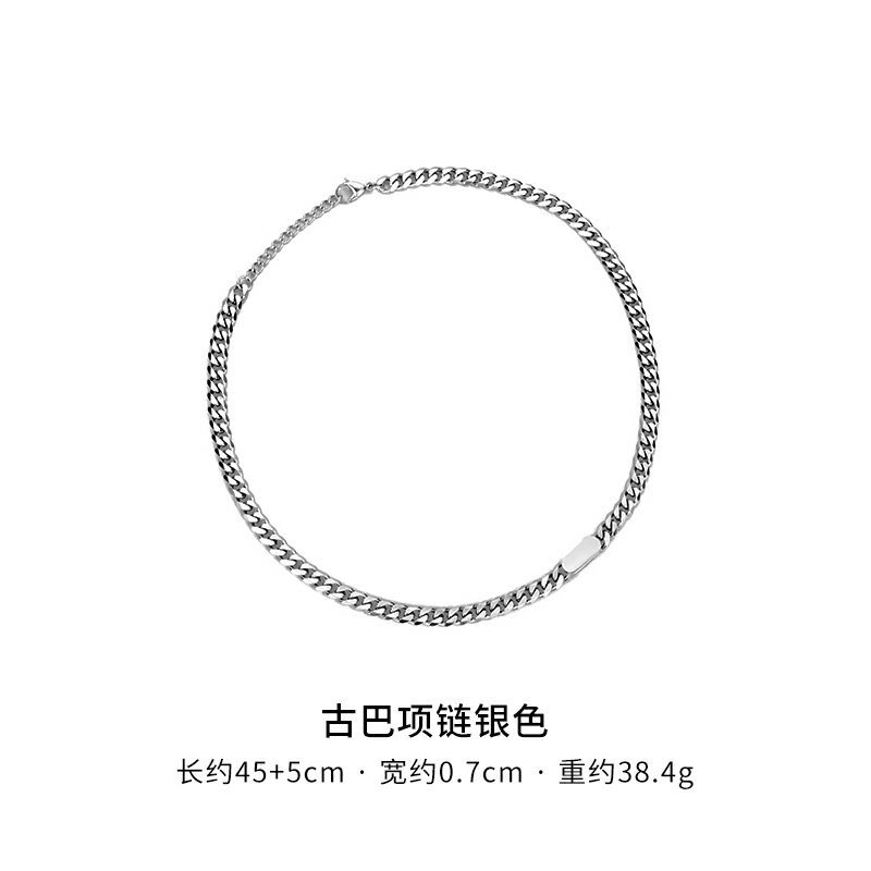 項鍊男 嘻哈項鍊 項鍊 項鍊男嘻哈潮古巴鍊鈦鋼男生毛衣男士潮牌百搭簡約高級感男款配飾『ZW8976』 5