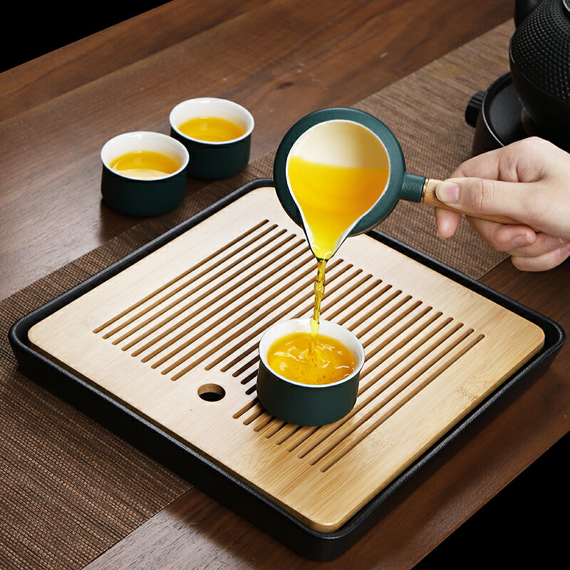 唐豐陶瓷茶盤家用儲水式干泡茶臺簡易功夫茶具托盤陶瓷瀝水茶托
