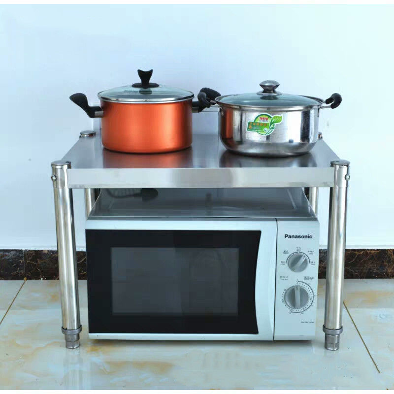 不銹鋼置物架一層微波爐烤箱架單層灶臺廚房臺面收納架子可定制 5