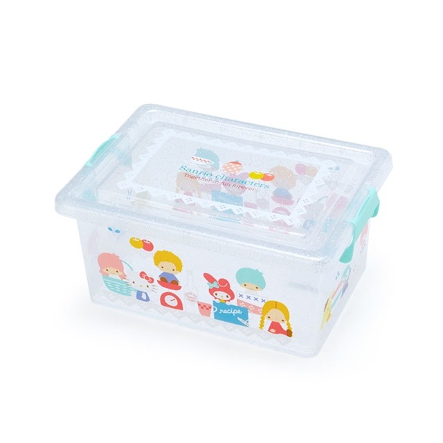 【震撼精品百貨】Hello Kitty 凱蒂貓~日本三麗鷗SANRIO MX大集合透明拿蓋收納箱 S 亮粉(透明坐姿)*24055