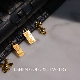 復古幸運金磚黃金墜飾