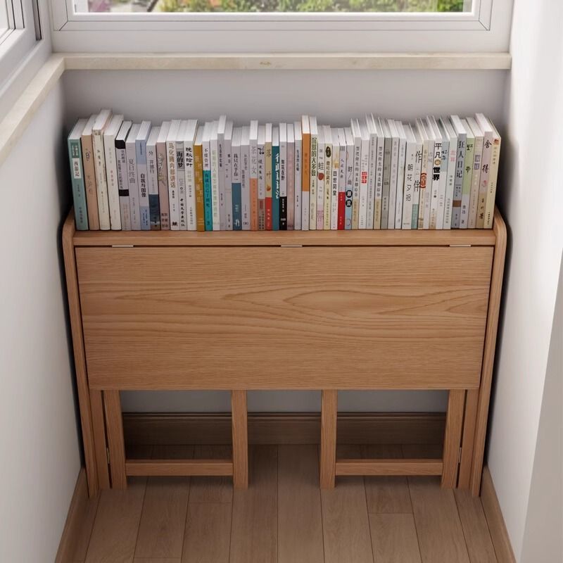 公司貨 超低價 木屋記折疊書桌學生家用桌子臥室簡易小戶型寫字學習桌實木電腦桌 快速發貨