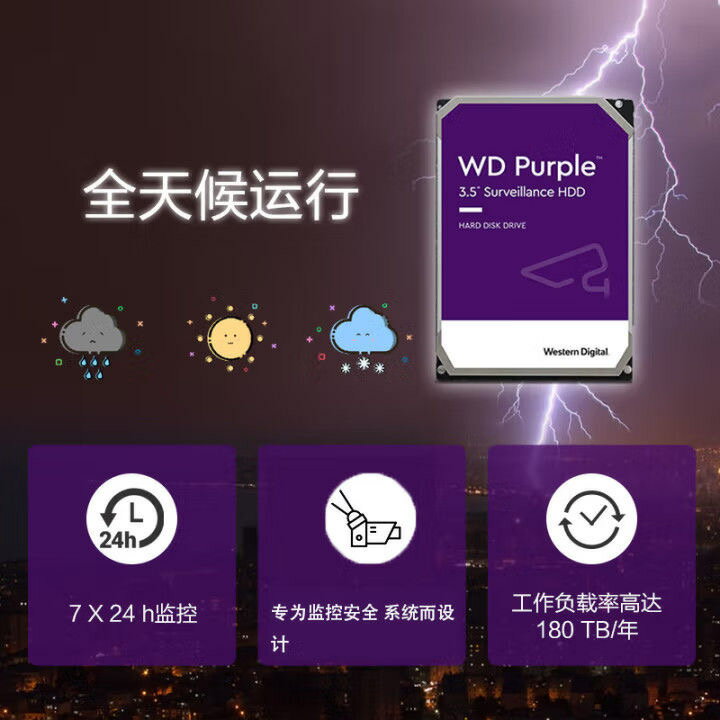 （熱門爆品）（1973人好評）WD/西部數據 43PURZ/42HKVS 紫盤 4T監控台式機CMR垂直機械硬碟 8TB 1TB 2TB 6TB