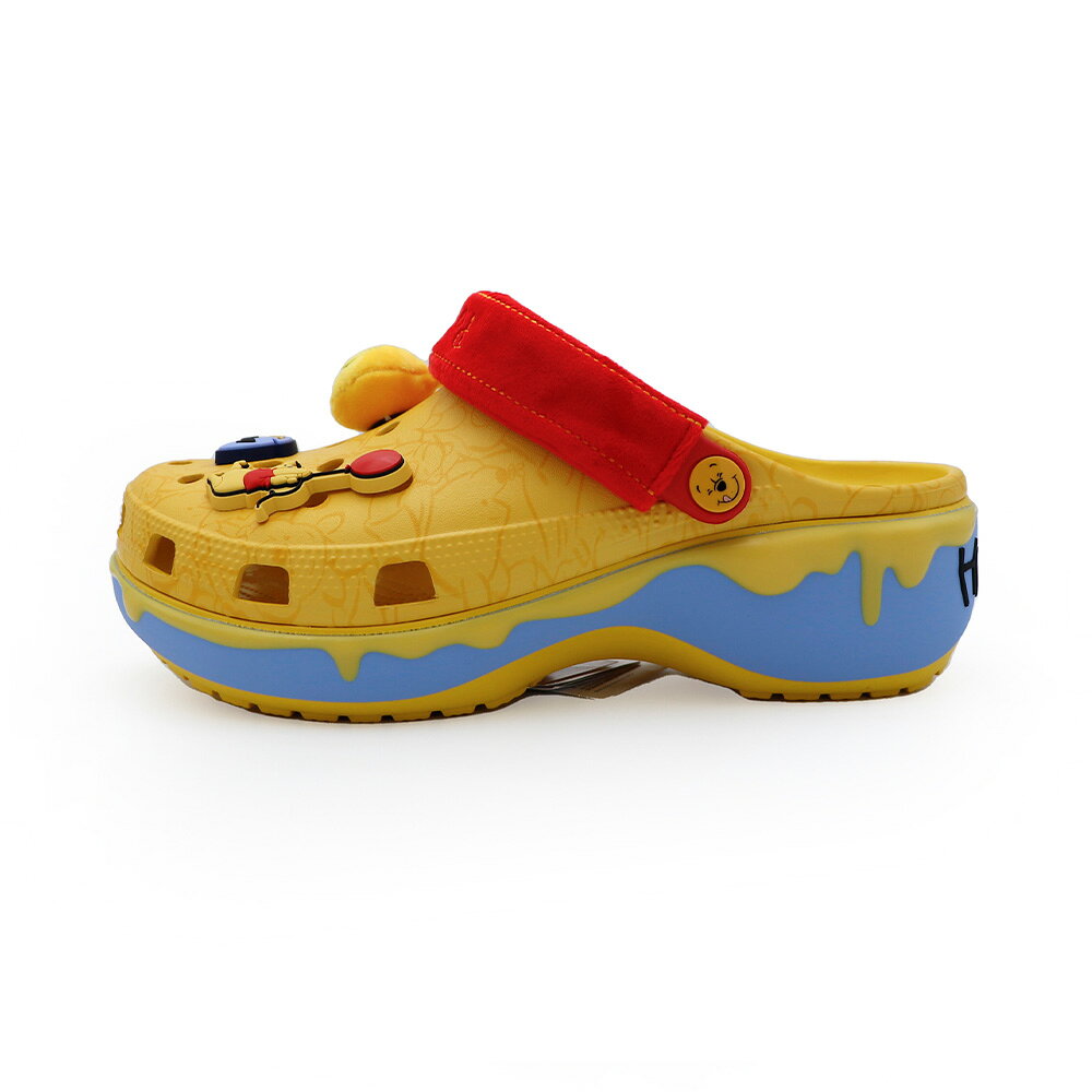 Crocs 卡駱馳 維尼小熊經典 黃 聯名系列 雲朵克駱格 休閒 厚底 防水 洞洞鞋 女款 J3089 (211092-90H)