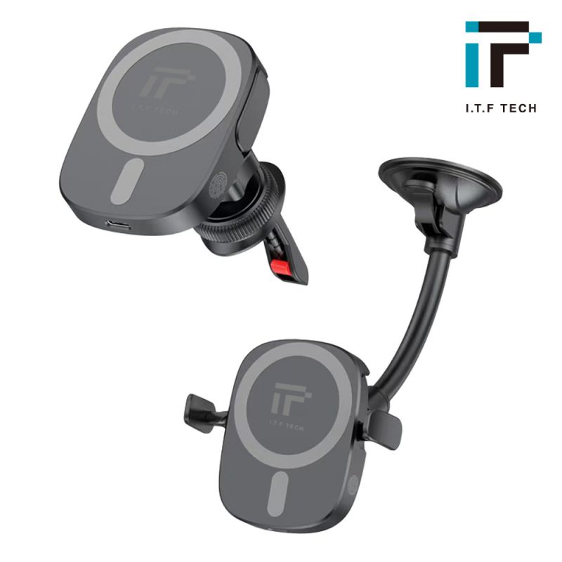 I.T.F X13 可夾式磁吸充電車用支架 MagSafe 車用無線充電器 無 MagSafe 也可以使用 充電器 無線充電 出風口夾式 吸盤式