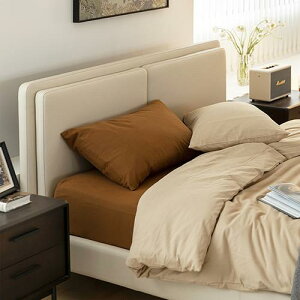 晴雪子床現代簡約小戶型床奶油風臥室雙人床櫸木懸浮床