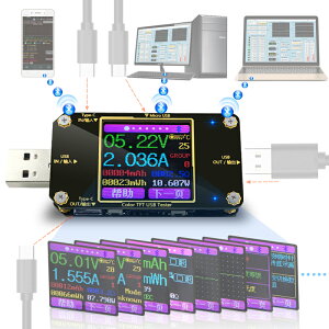 炬為Type-C pd手機充電器USB數顯電壓表電流表檢測試儀直流功率計