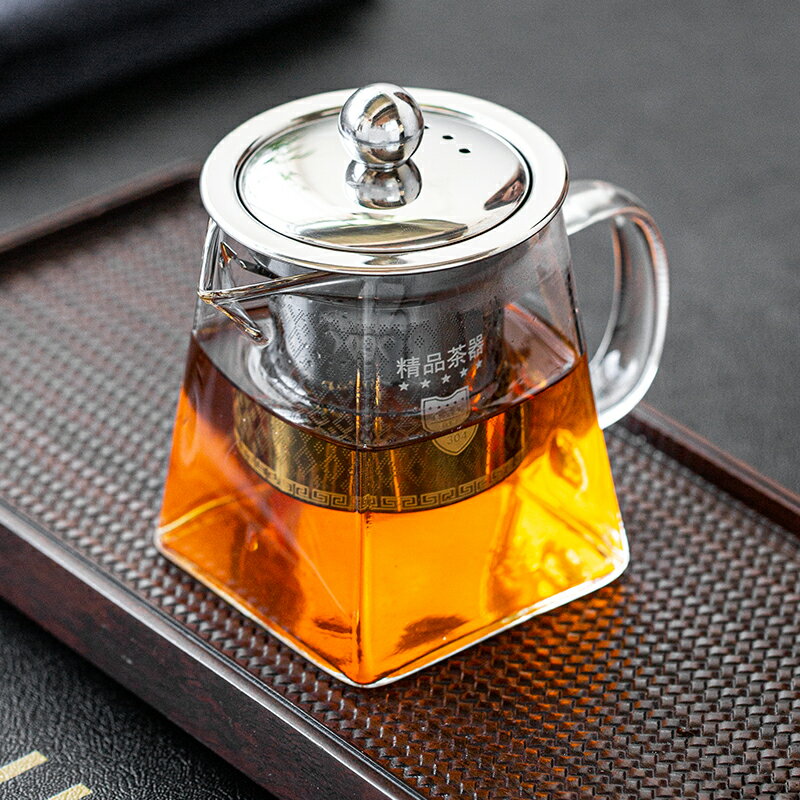 玻璃茶壺過濾泡茶壺家用耐熱錘紋單壺茶水分離水壺泡茶器茶具套裝