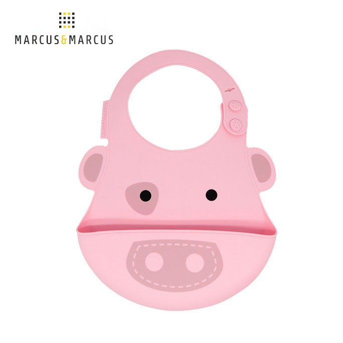 【加拿大 Marcus & Marcus】動物樂園矽膠立體圍兜 - 粉紅豬