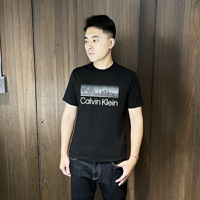 美國百分百【全新真品】Calvin Klein 短袖 棉質 T恤 CK 上衣 T-shirt logo 短T 黑色 DE30
