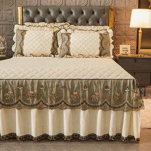 歐式夾棉水晶絨床裙單件加厚保暖床單席夢思防滑珊瑚絨床罩床套罩