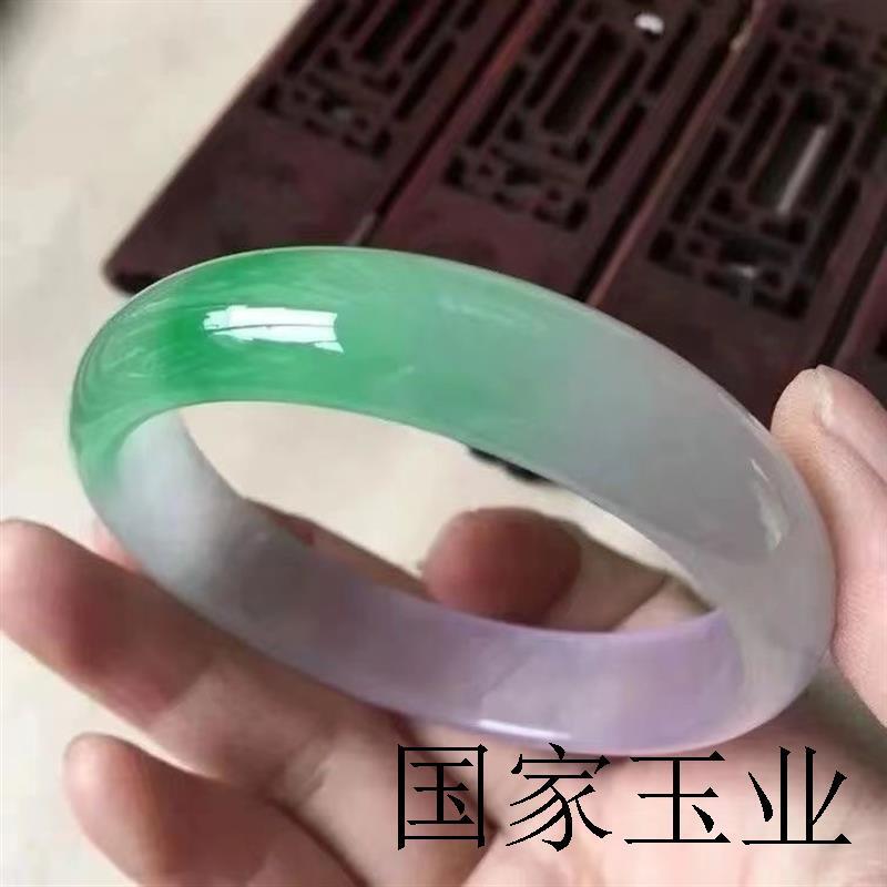 【現貨】高階緬甸翡翠色精選冰種陽綠飄紫羅蘭玉鐲子女款玉石手鐲送禮品【北歐家居生活】
