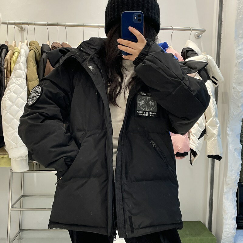 【巴黎精品】真 羽絨90%白鴨絨 羽絨外套鴨絨夾克-保暖防寒連帽拼色工裝短款男女外套4色p1ah19