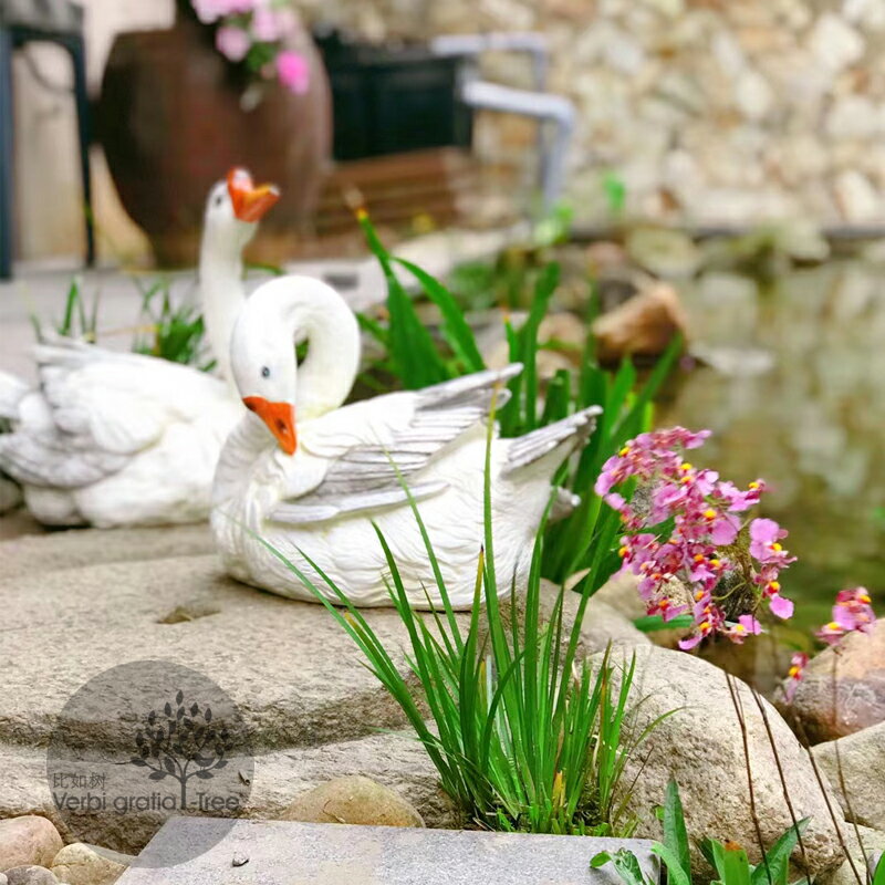 比如樹│戶外花園小品天鵝擺件 鵝 庭院別墅景觀裝飾仿真動物包郵