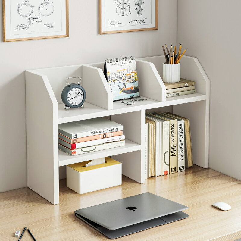 桌面書櫃 桌上型書架 組裝式書櫃 書架桌面置物架簡易臥室辦公室桌上小型多層客廳書桌收納架子書櫃『JJ0554』