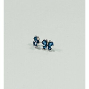 【JOKO JOKO】純銀S925 湛藍晶鑽 蝴蝶 耳釘 耳環