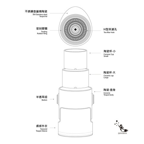 沏派 LQ逐外飛行壺戶外旅行陶瓷茶具 述白 8
