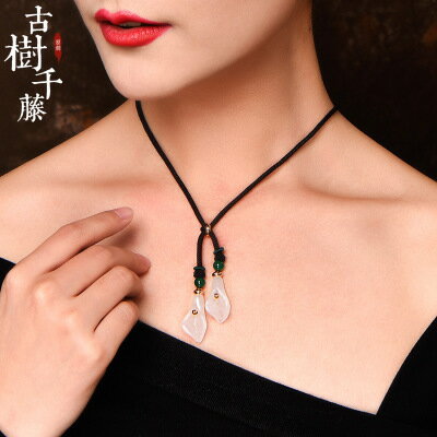 美琪 新款(母親節禮物飾品) 粉晶馬蹄蓮吊墜 時尚潮人鎖骨短項鏈