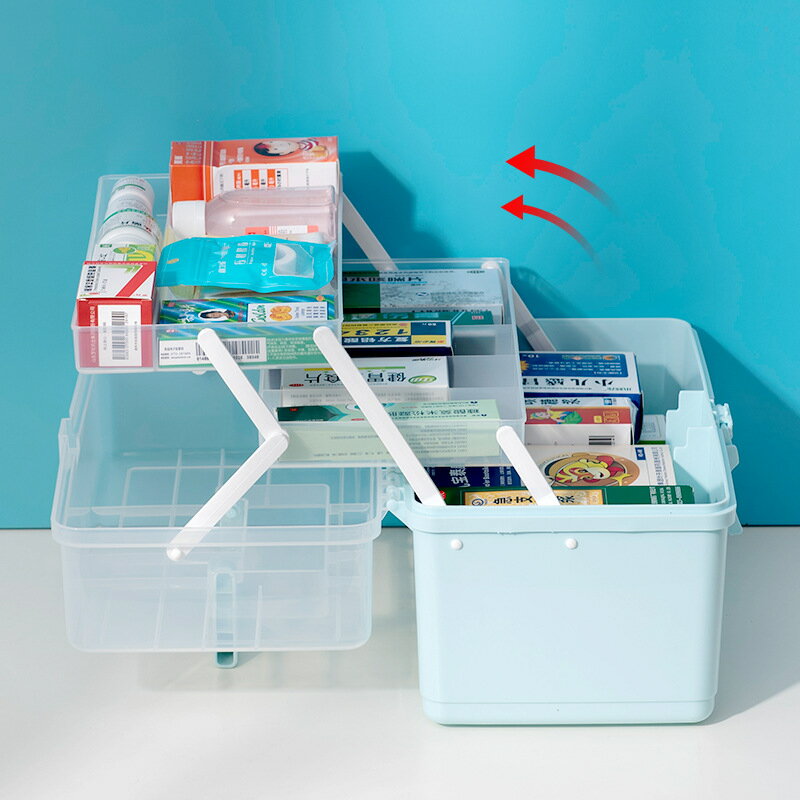 收納箱 家用手提透明三層多用收納箱長方形大號折疊收納盒家用箱工具箱